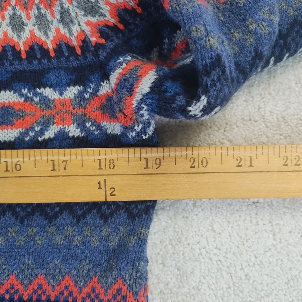 Gap Kid's Sweater XXL 14-16 Blue Pink Fair Isle Wool Blend Crewneck Soft EUC